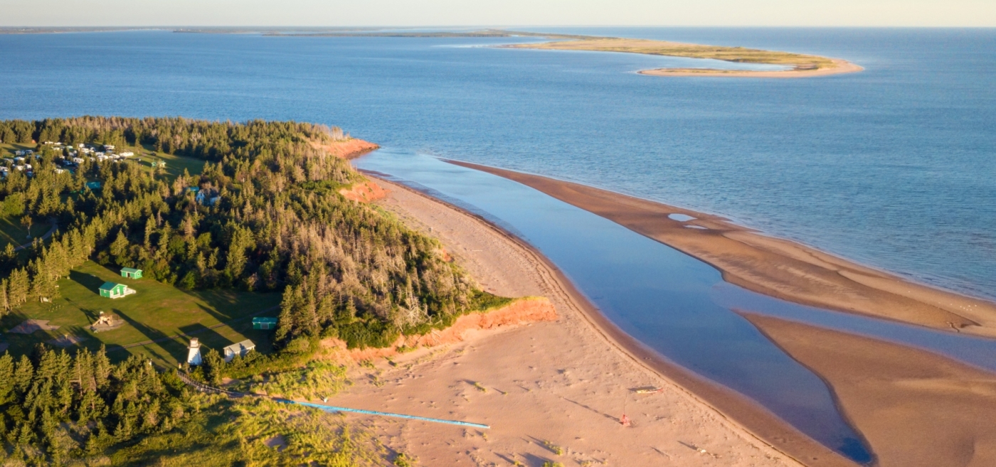 Cabot Beach Provincial Park Aerial view of Cabot Beach Provincial Park