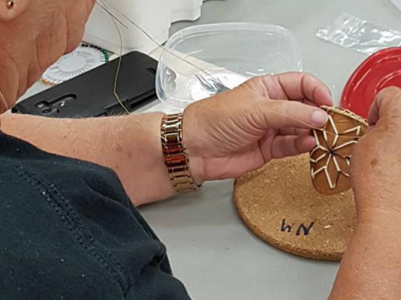 Quill Work on Birch Bark