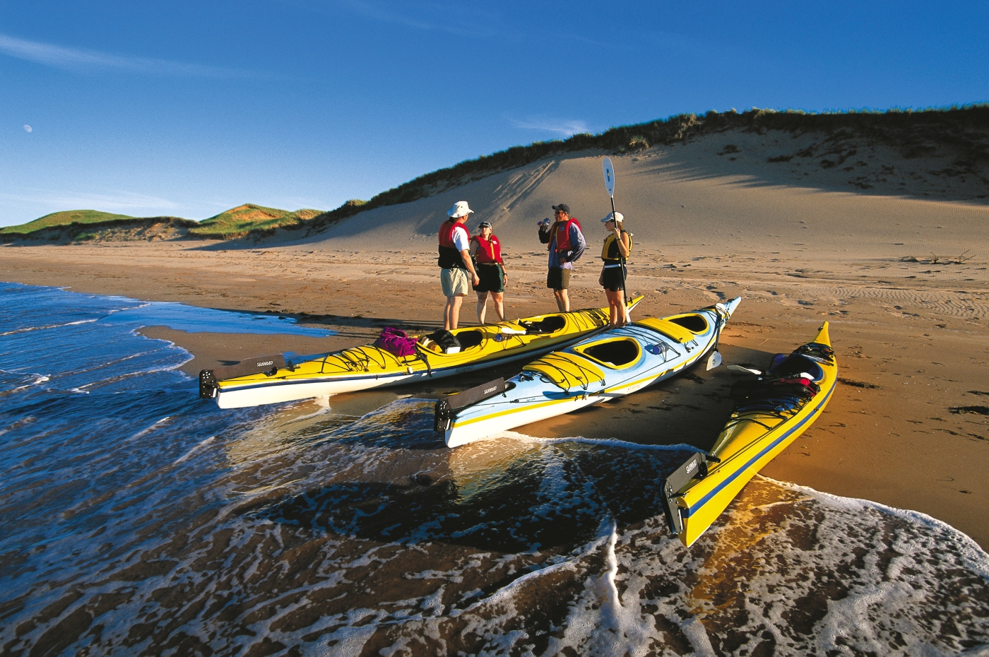 Hog Island, PEI Group with kayaks on Hog Island shore